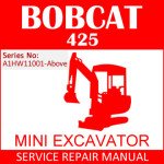 Bobcat 425 Mini Excavator Service Manual PDF SN A1HW11001-Above