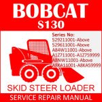 Bobcat S130 Skid Steer Loader Service Manual PDF SN 529211001-A8KA11001